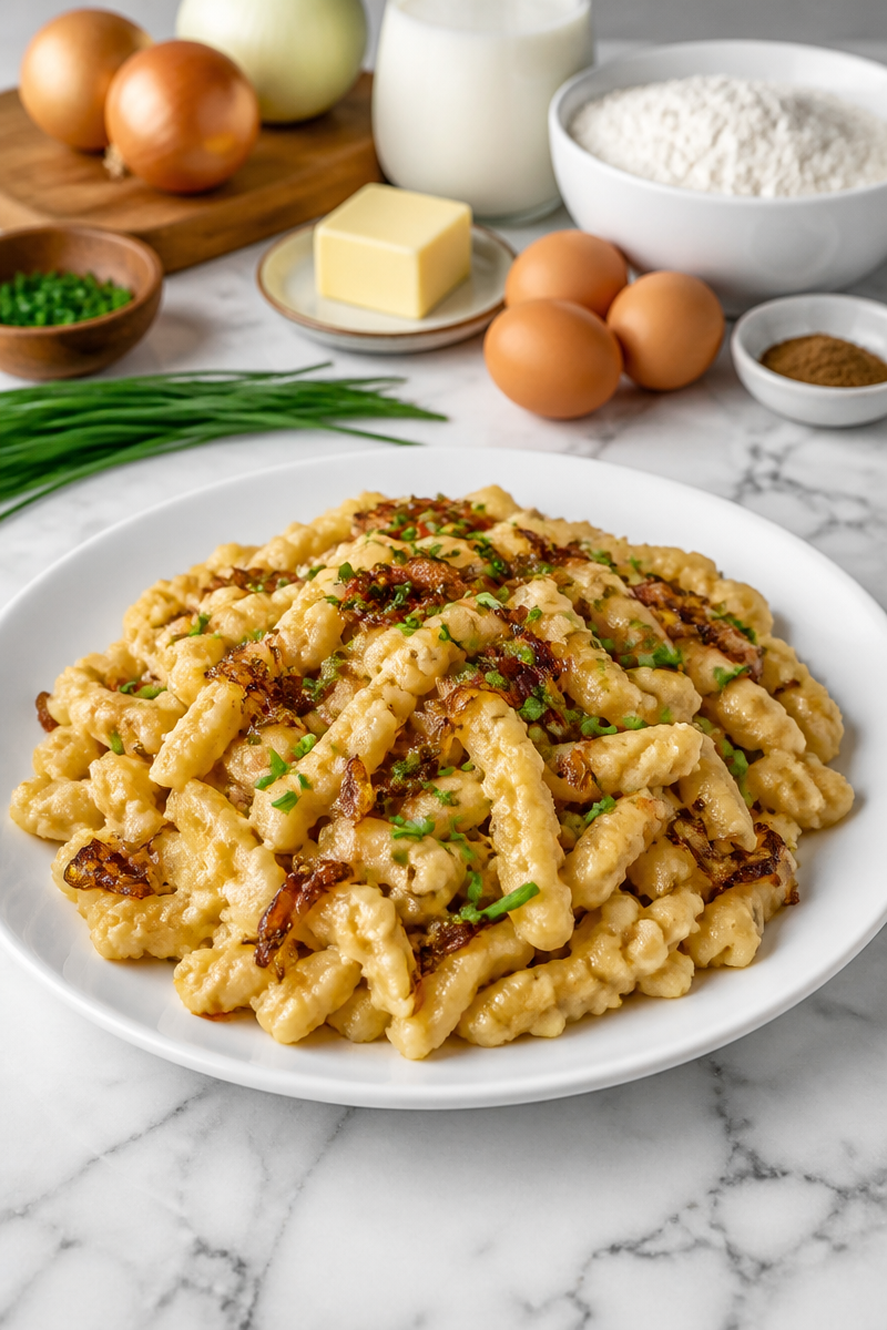 Buttery German Spaetzle Caramelized Onion