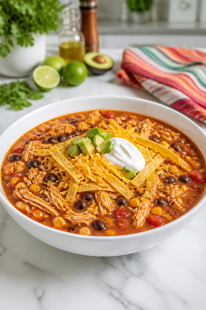 Slow Cooker Chicken Taco Soup Fiesta