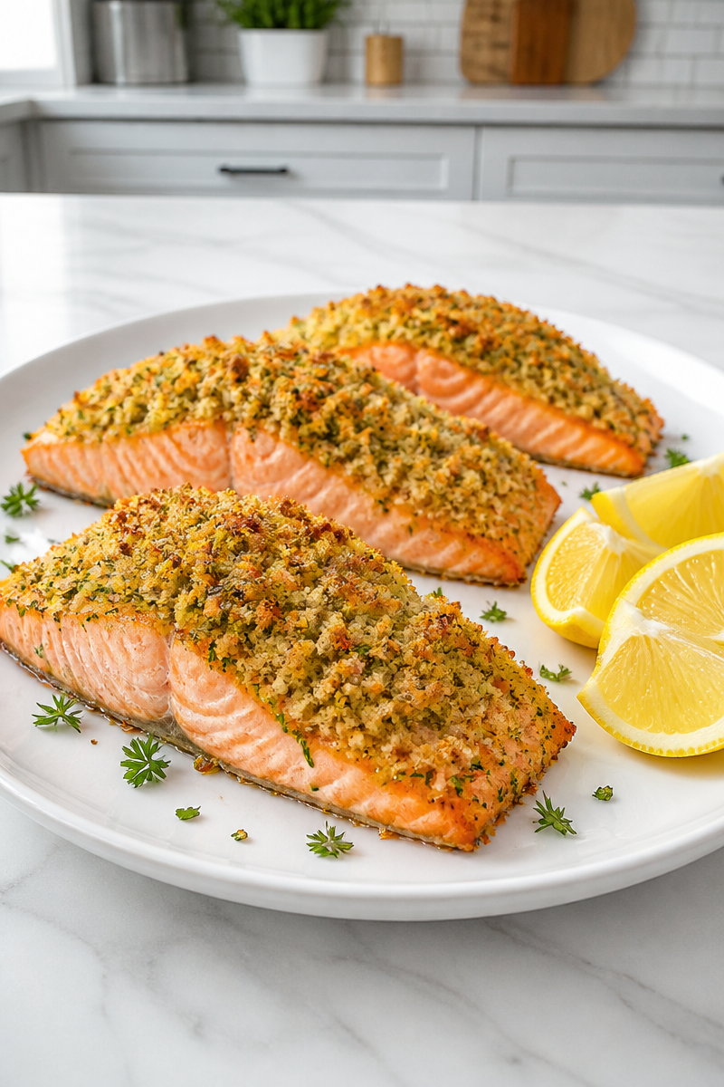 Baked Salmon Fillet Dijon Herb Crust