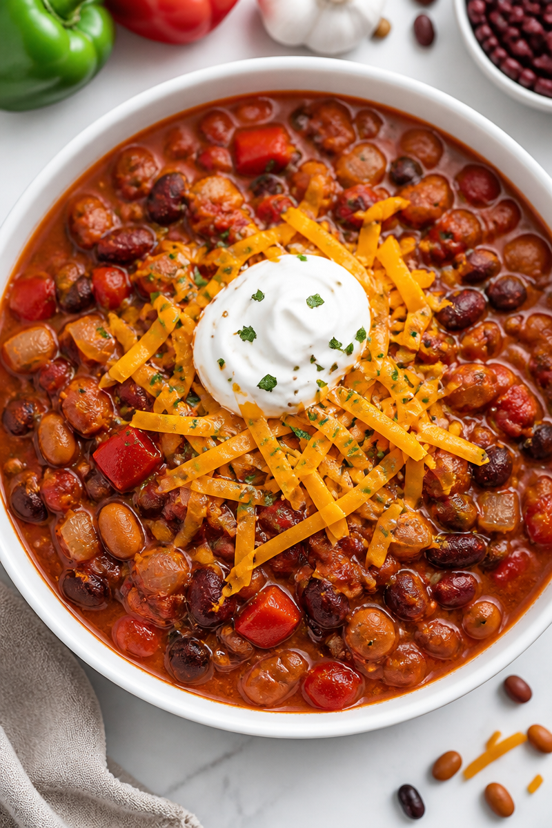 Slow Cooker Vegetarian Three Bean Chili