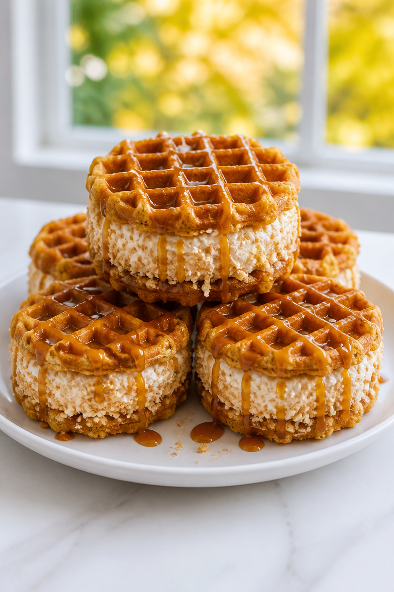 Pumpkin Waffle Ice Cream Sandwich