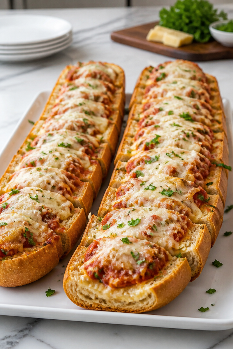 Chicken Parmesan Stuffed Garlic Bread