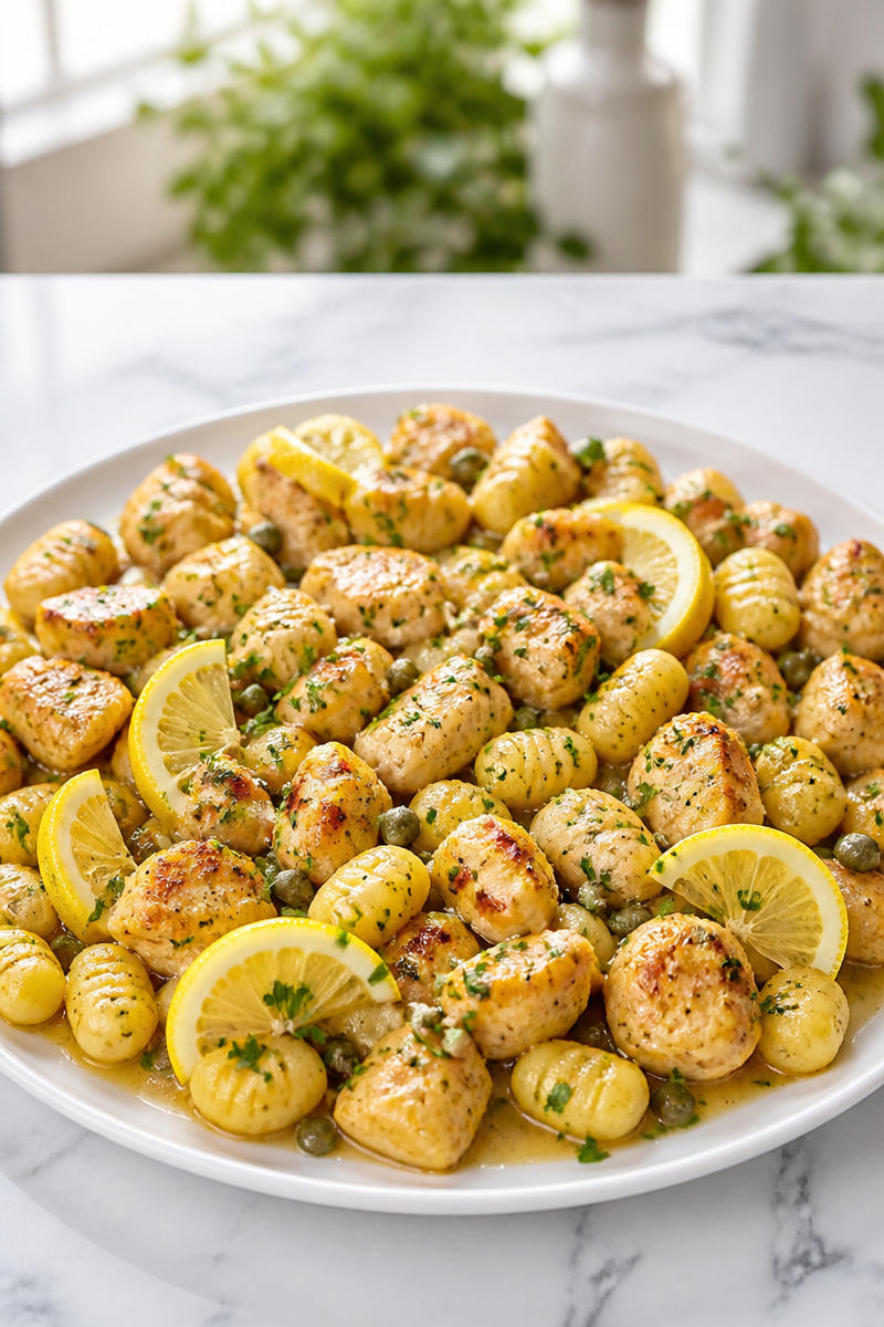 Gnocchi Chicken Piccata Lemon Skillet