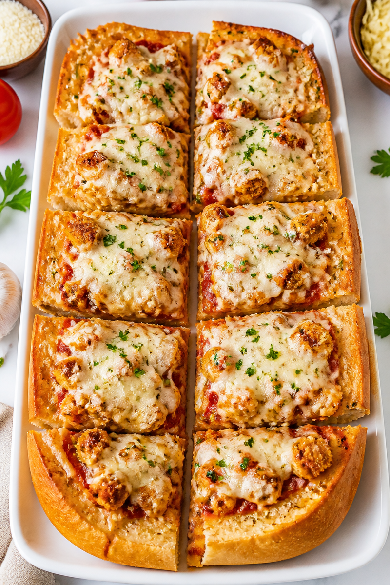 Chicken Parmesan Stuffed Garlic Bread