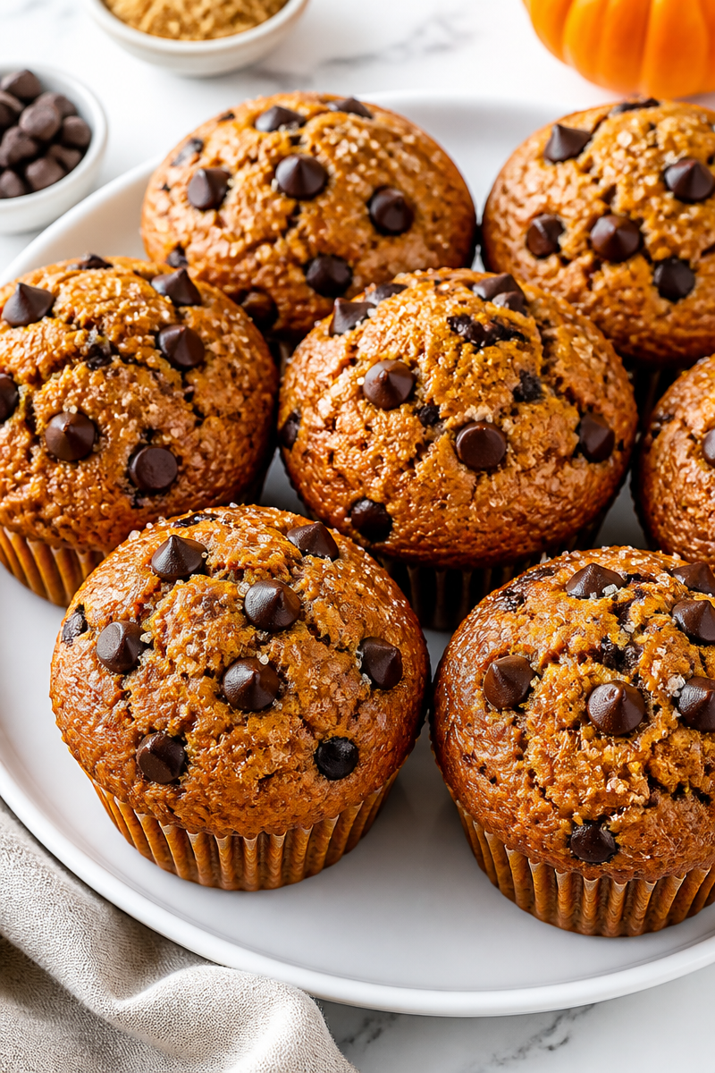 Bakery Style Pumpkin Chocolate Muffin