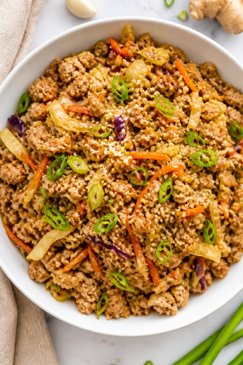 Ground Chicken Egg Roll Bowl