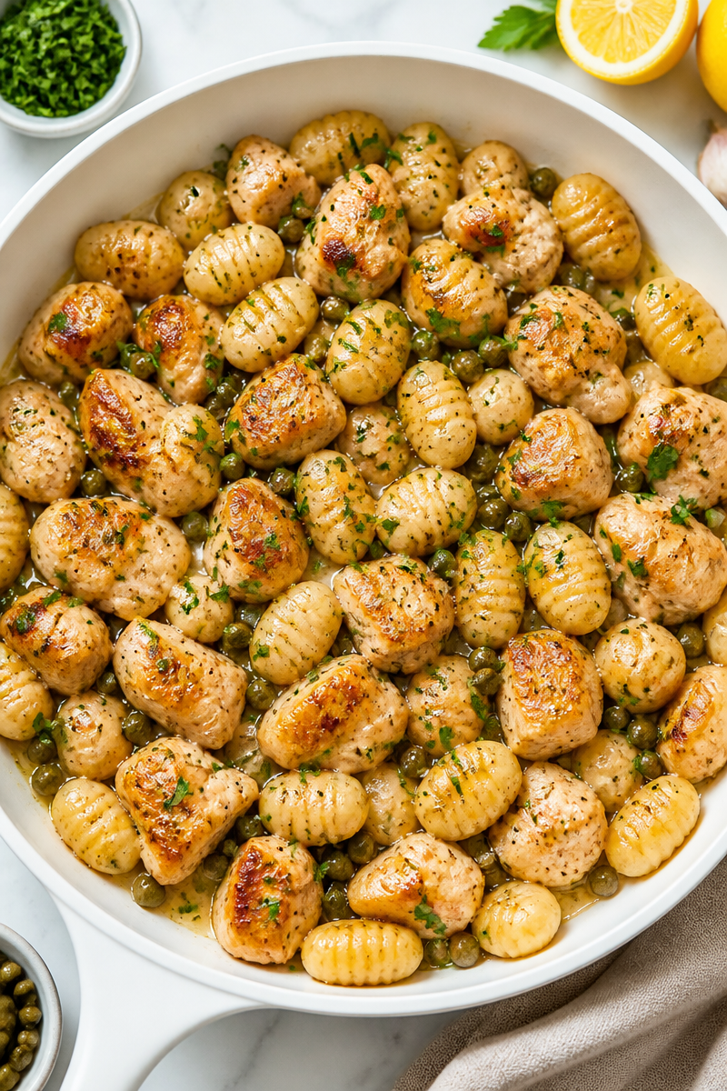 Gnocchi Chicken Piccata Lemon Skillet