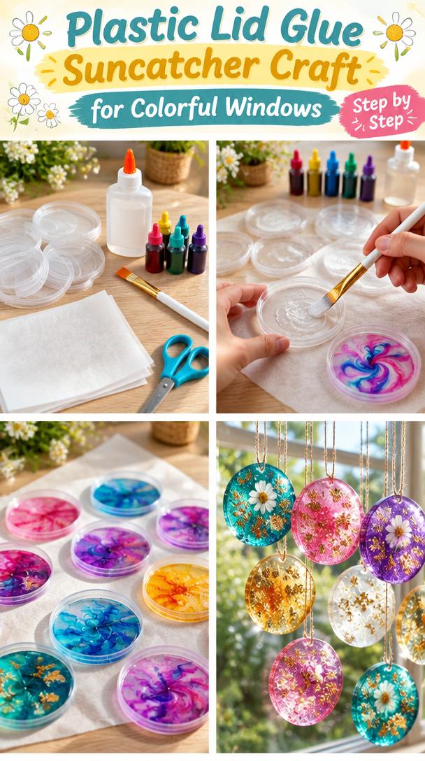 The Quiet Joy of Making Plastic Lid Glue Suncatcher Craft for Colorful Window Decor