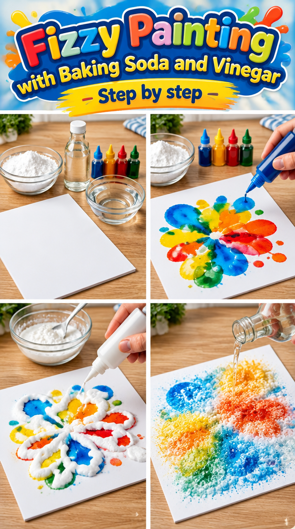 Create Colorful Art with Fizzy Painting Using Baking Soda and Vinegar