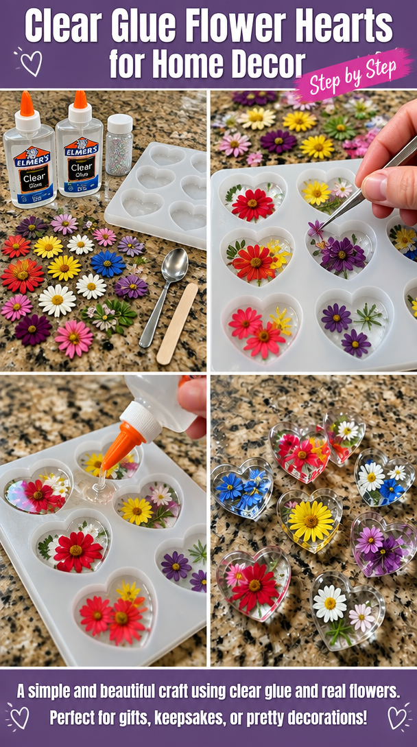 Create Stunning Clear Glue Flower Hearts for Your Home Decor