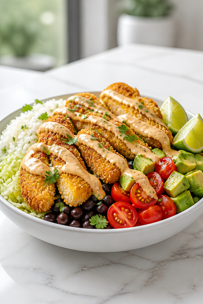 Crispy Baked Fish Taco Bowl