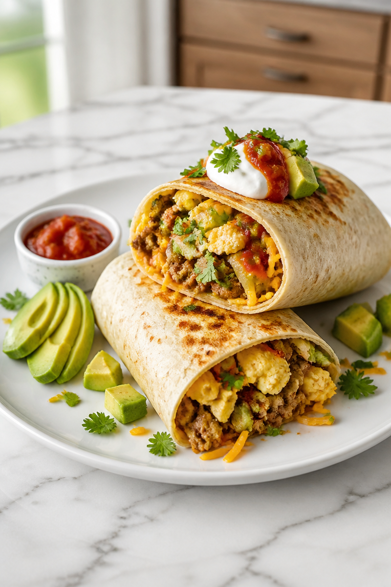 Loaded Breakfast Burrito Egg Sausage