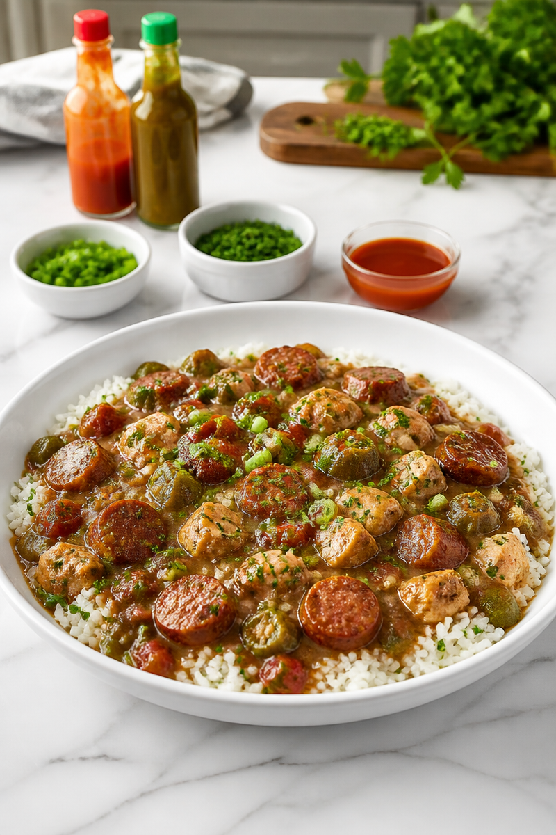 Smoky Chicken And Sausage Gumbo