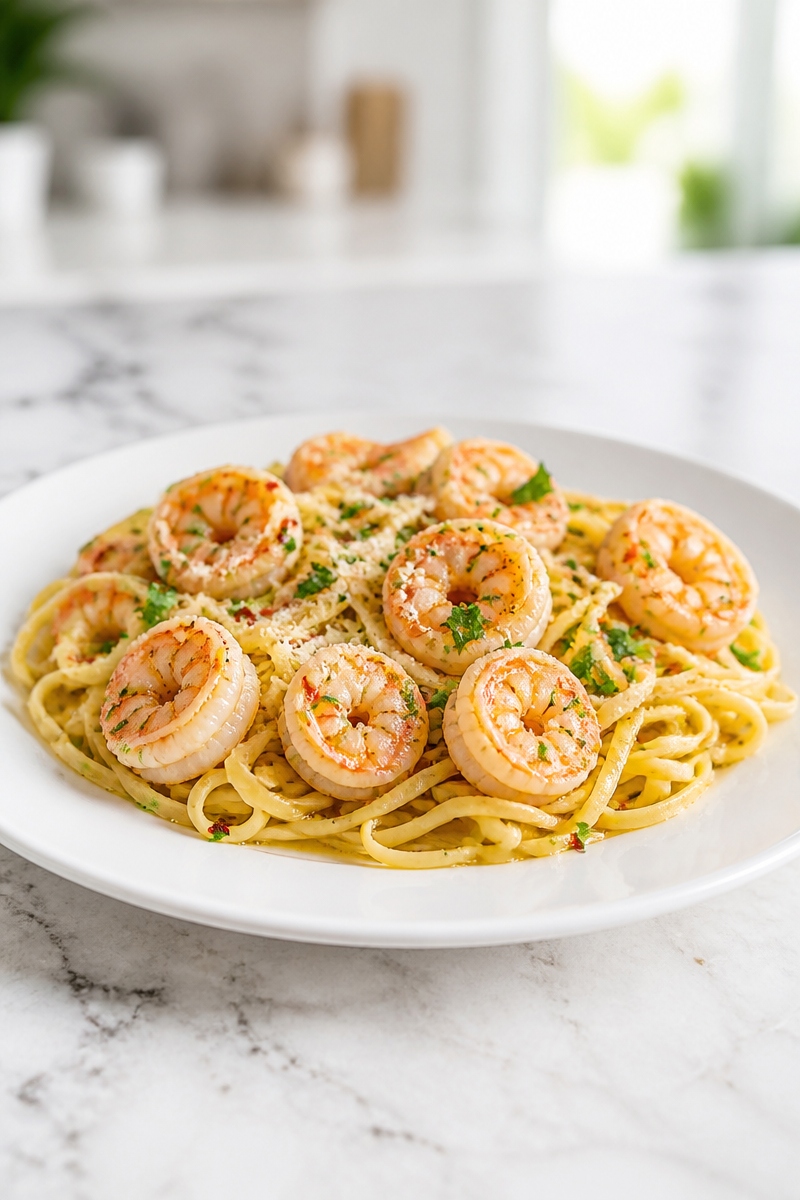 Classic Shrimp Scampi Linguine Pasta
