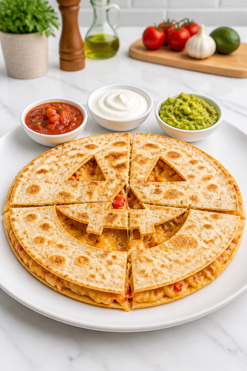 Jack O Lantern Cheese Quesadilla
