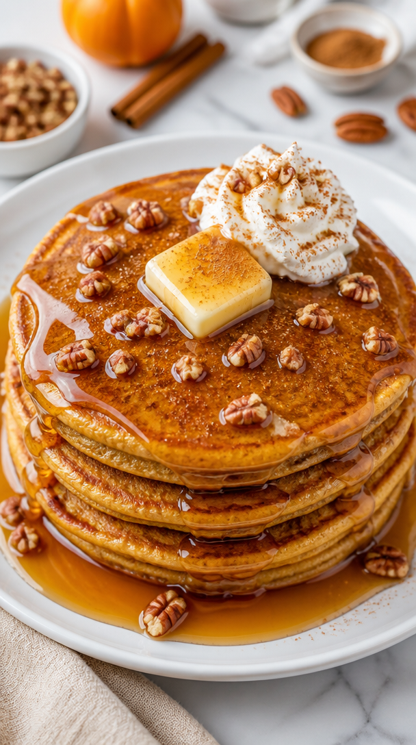 Fluffy Pumpkin Spice Pancake Stack