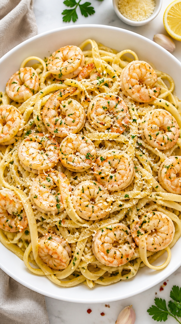 Classic Shrimp Scampi Linguine Pasta