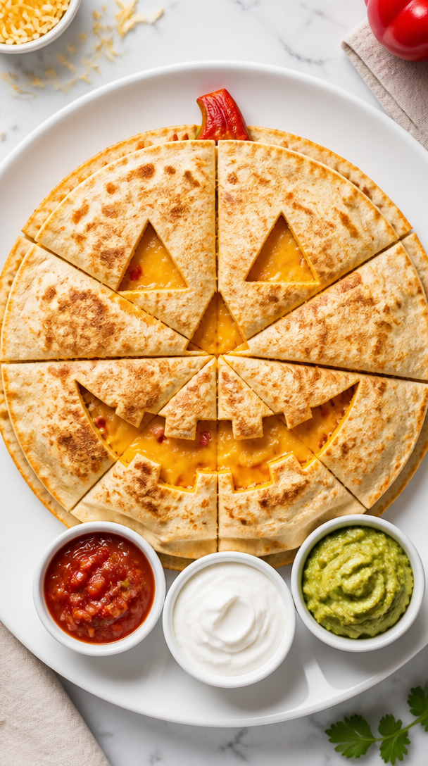 Jack O Lantern Cheese Quesadilla