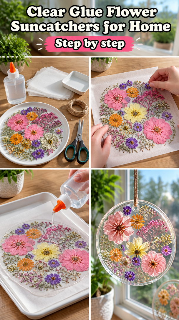 Create Stunning Clear Glue Flower Suncatchers for Your Home
