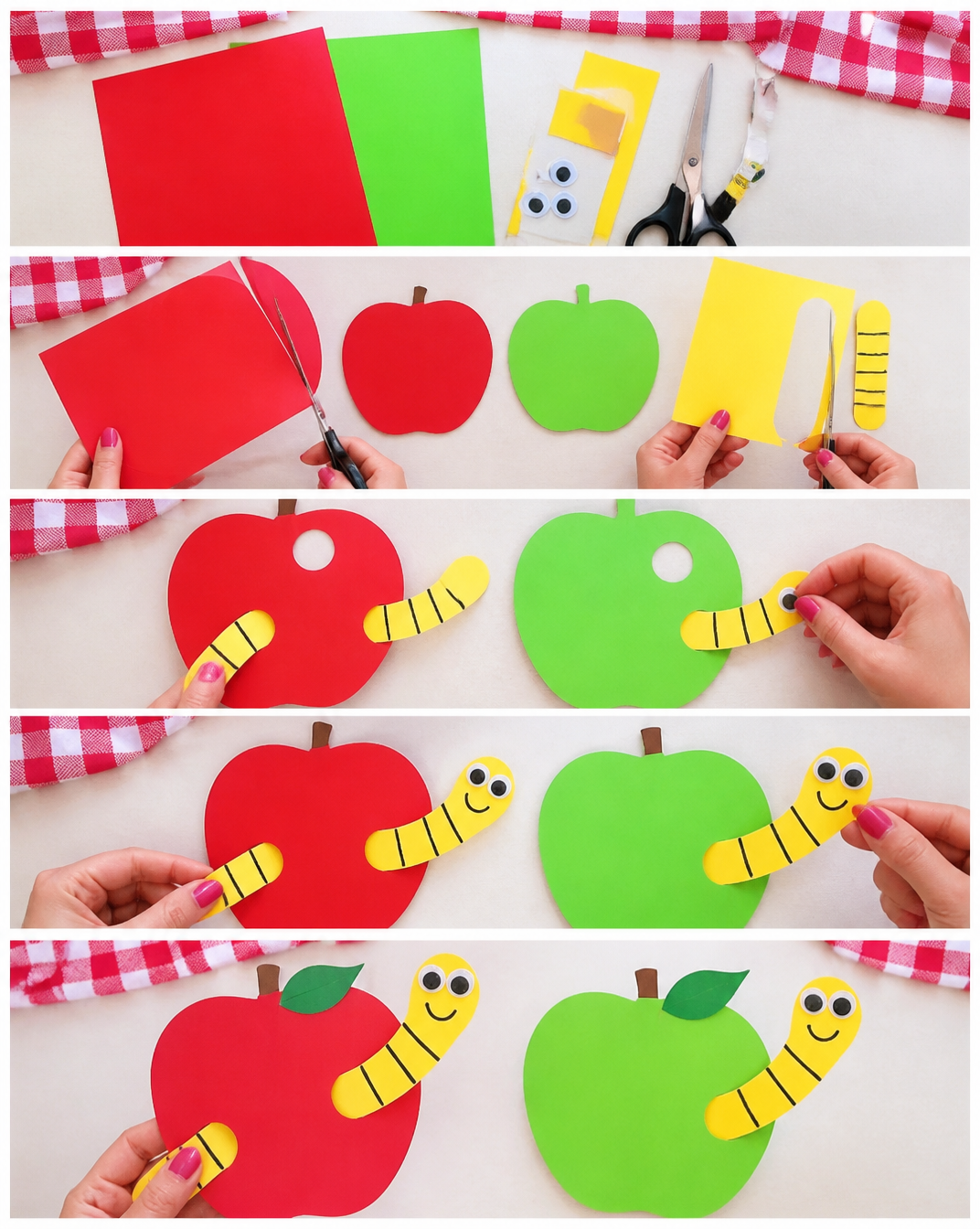 Cute Worm In Apple Craft For Kids [Free Template]