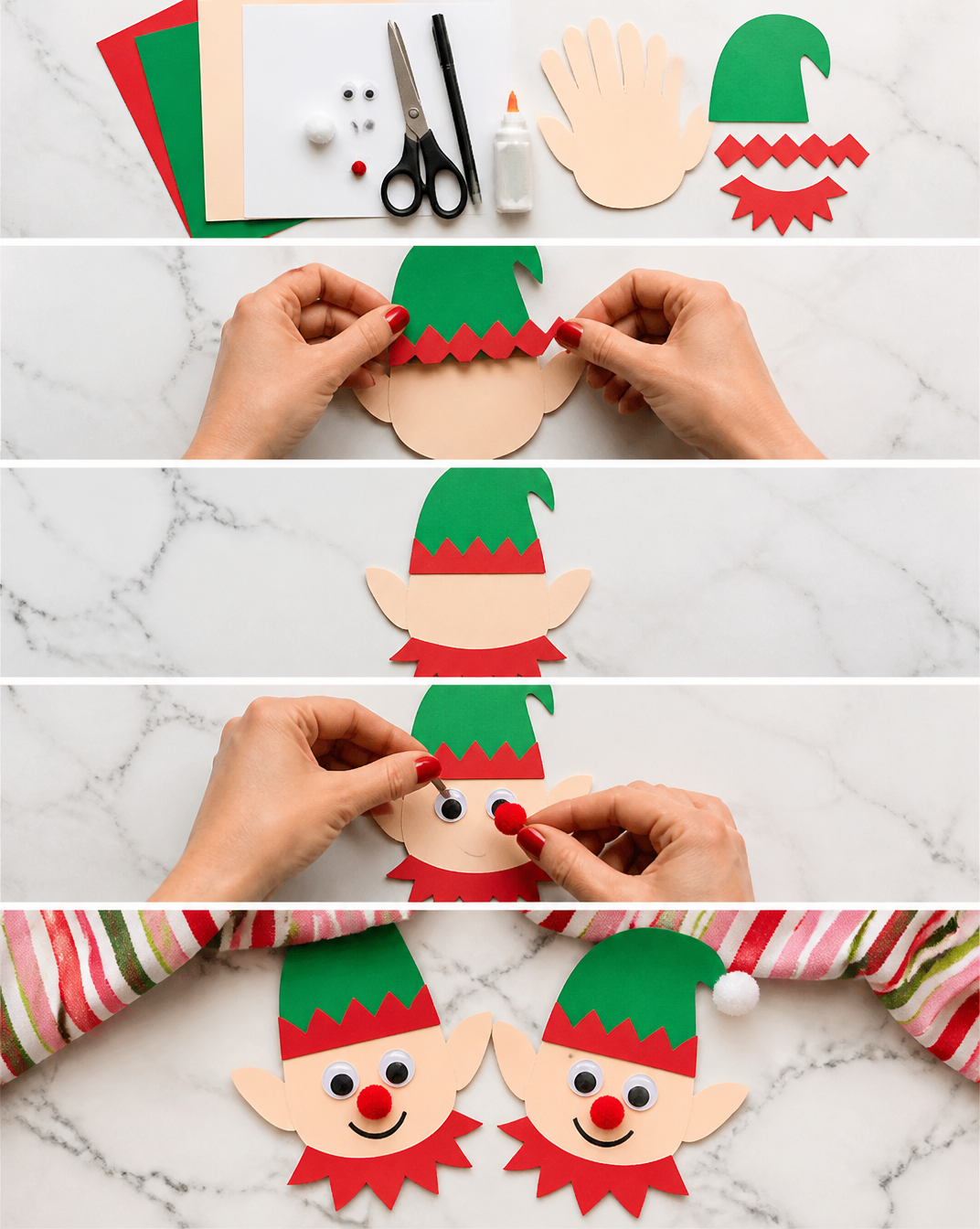 Elf Handprint Christmas Card For Kids [Free Template]