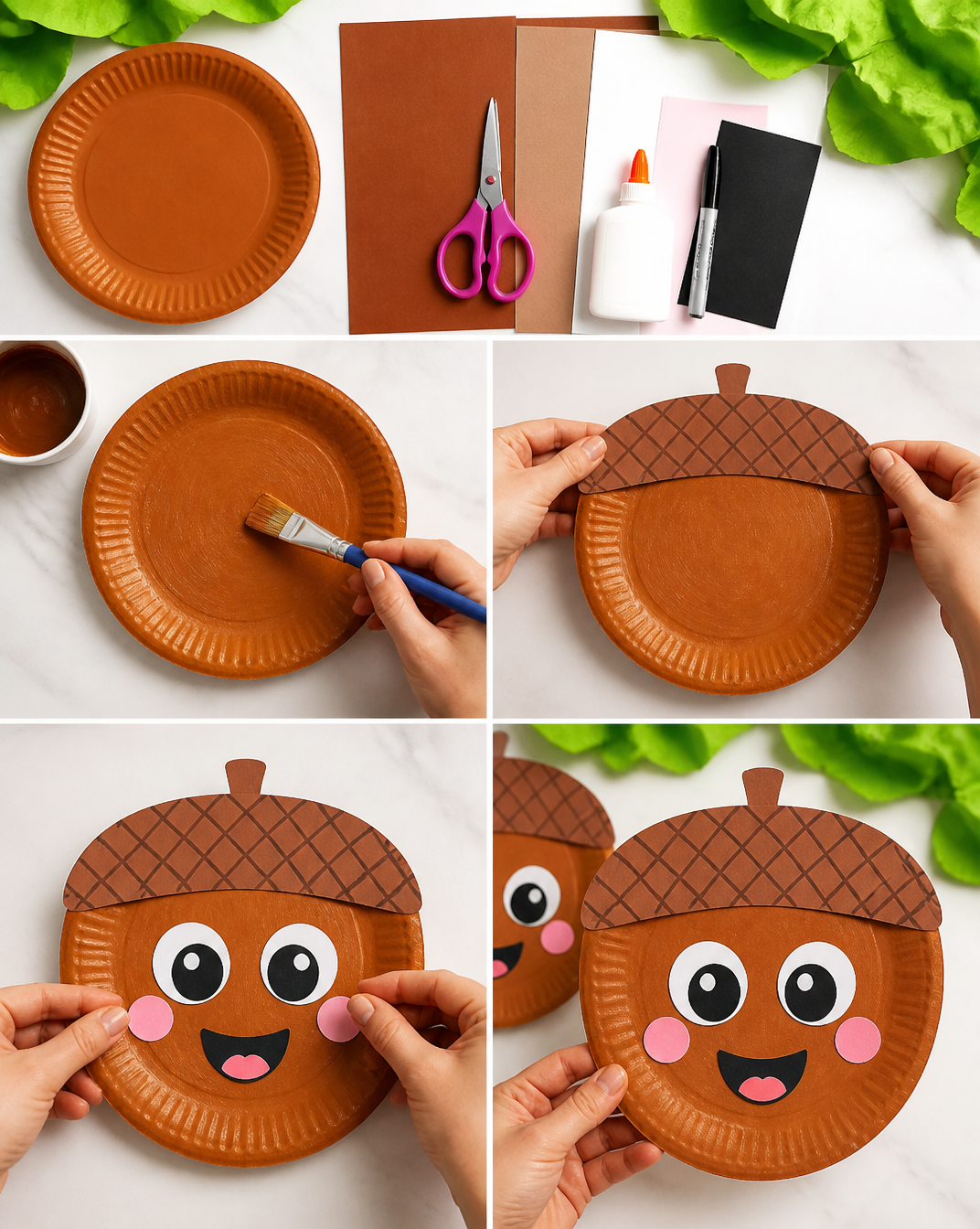 Paper Plate Acorn Craft (Free PDF Template)