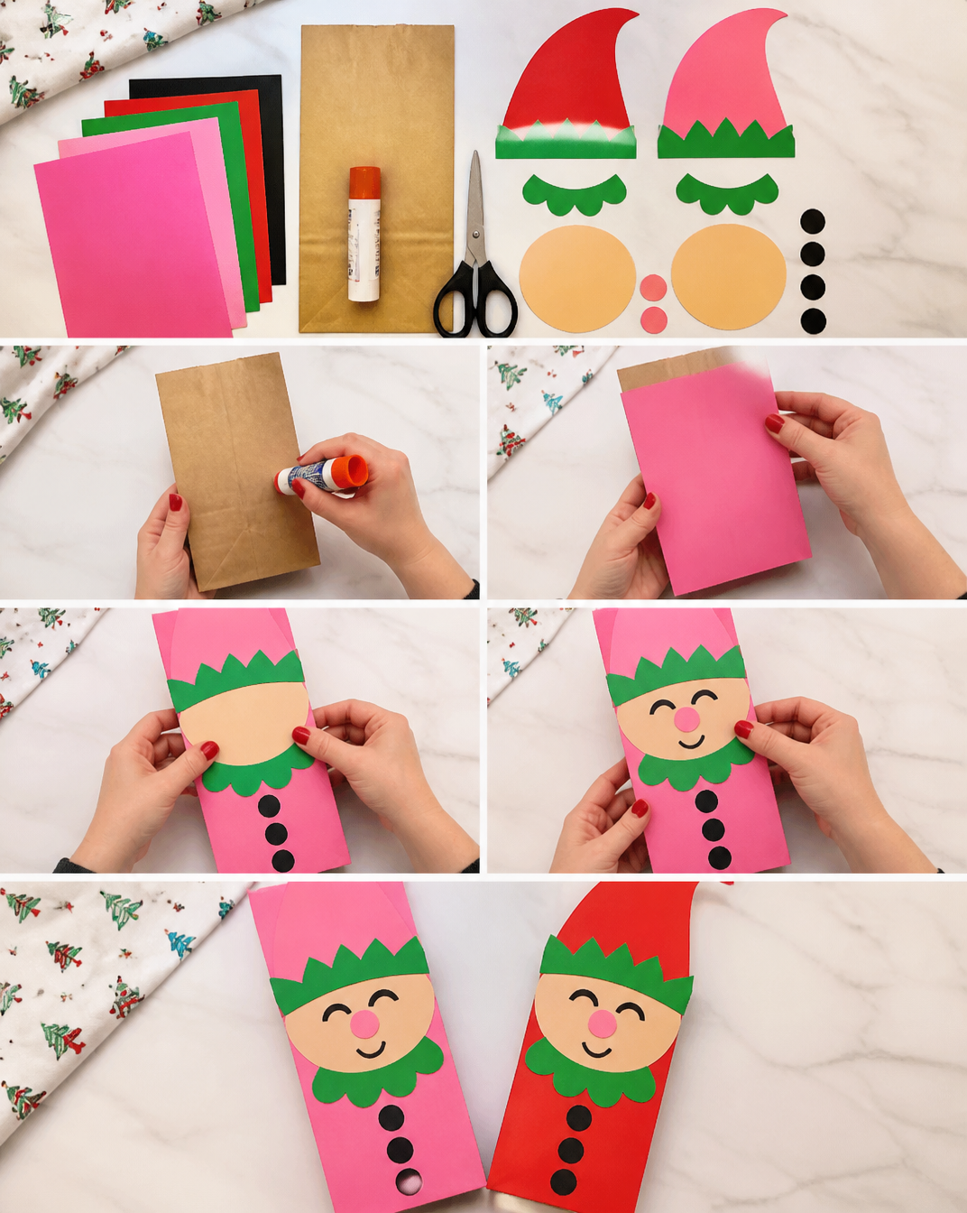 Elf Paper Bag Craft For Kids [Free Template]
