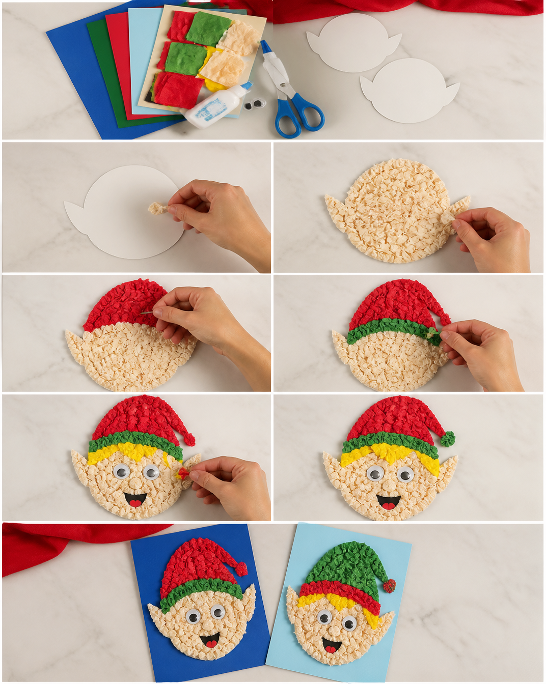 Elf Tissue Paper Craft For Kids [Free Template]