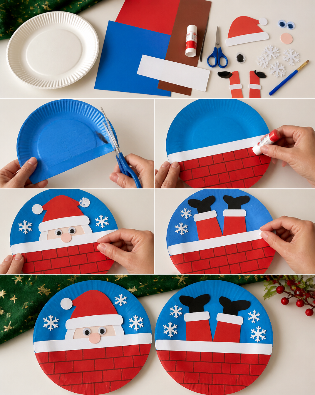 Moving Santa Paper Plate Craft For Kids [Free Template]