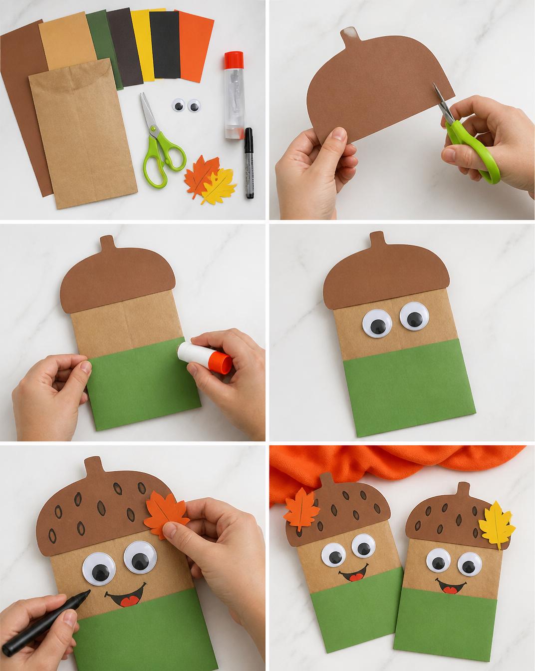 Acorn Paper Bag Craft For Kids [Free Template]