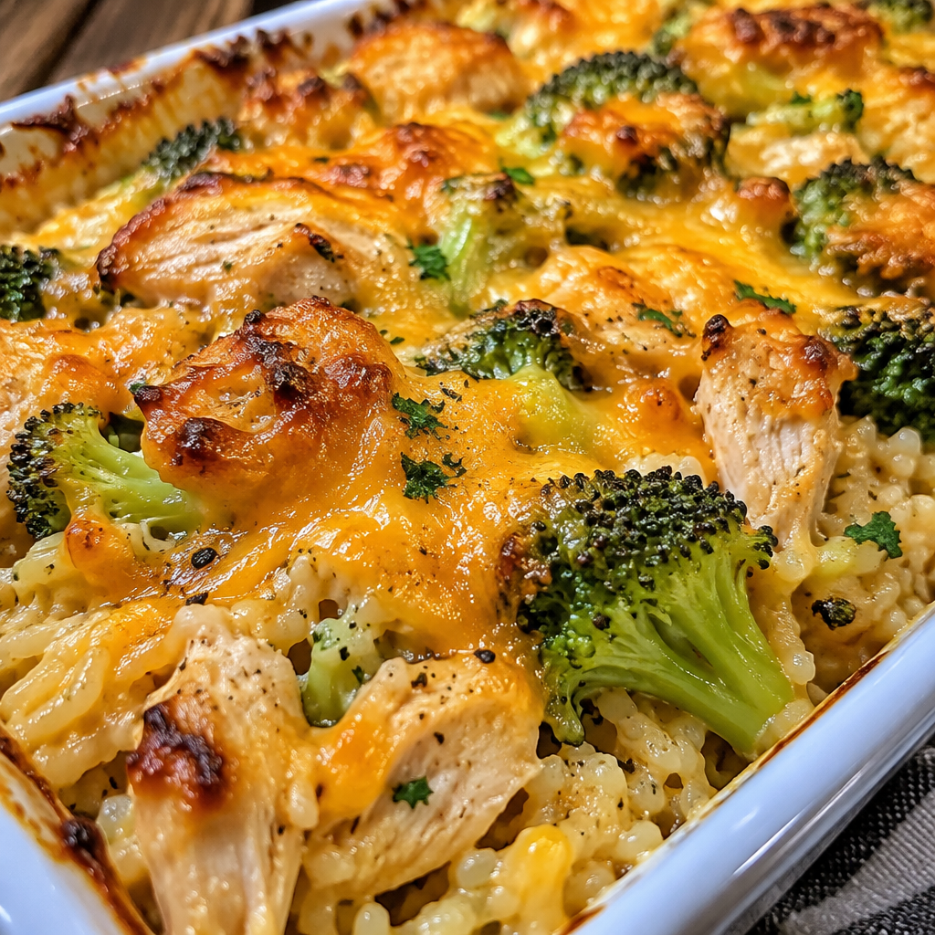 Cheesy Broccoli Chicken and Rice Casserole