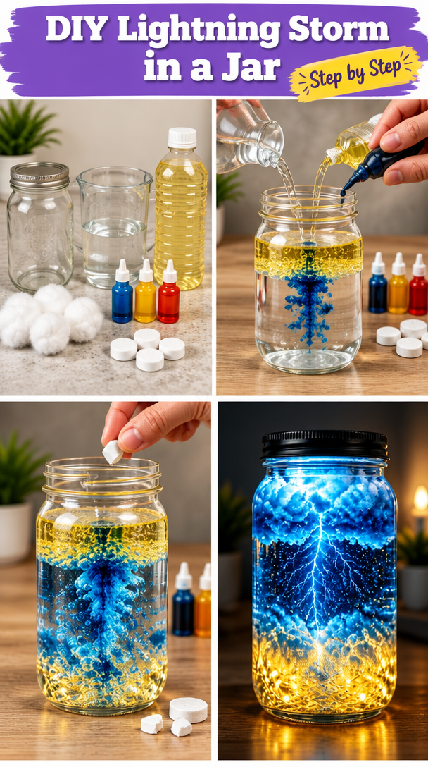 A Calm and Simple DIY Lightning Storm in a Jar for Thoughtful Indoor Fun