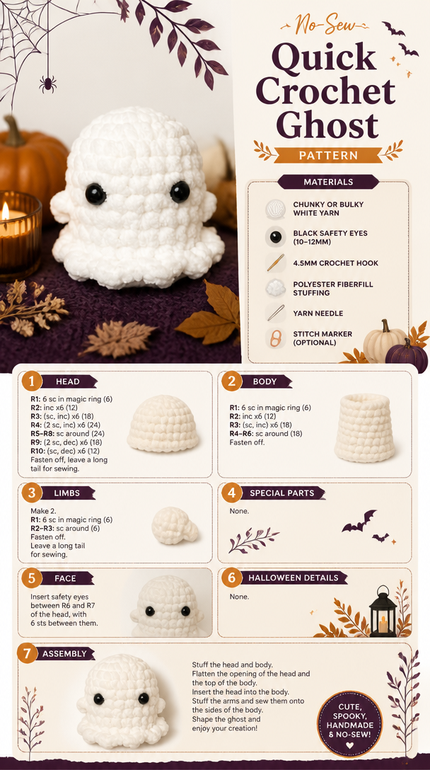 No-Sew Quick Crochet Ghost Pattern