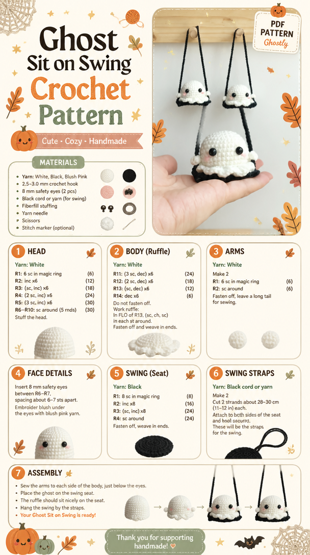 Ghost Sit on Swing Crochet Pattern