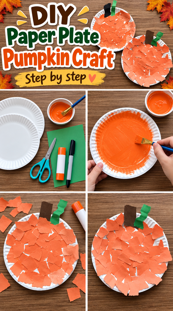 DIY Paper Plate Pumpkin Craft 5 Paper Plate Pumpkin Craft - Primary Playground