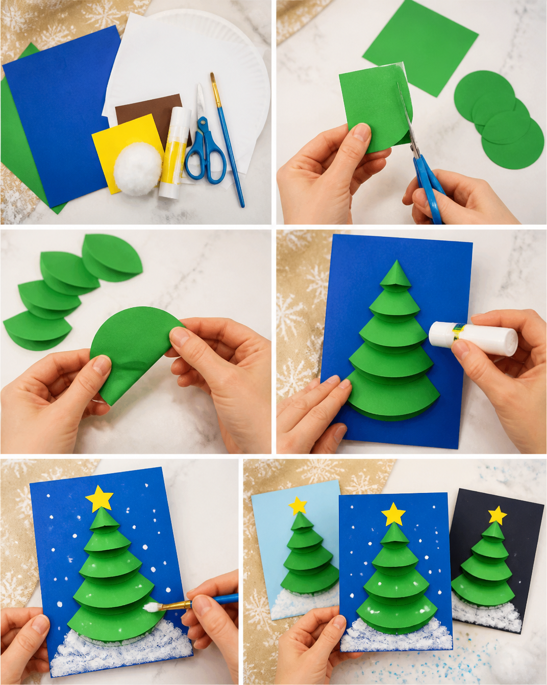 Paper Circle Christmas Tree Card - Homemade Christmas Card - Arty Crafty Kids