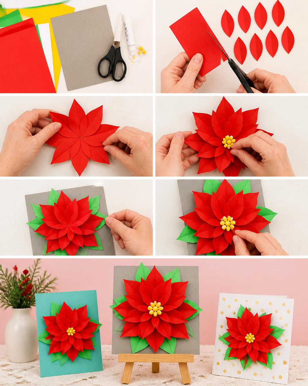 Easy Poinsettia Christmas Card - Arty Crafty Kids