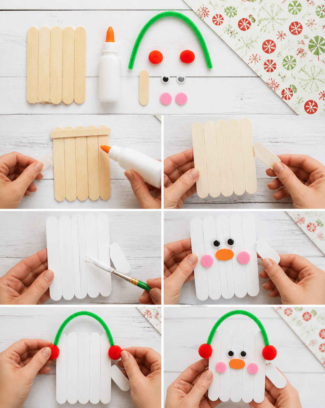 Craft Stick Snowman Ornament - Arty Crafty Kids