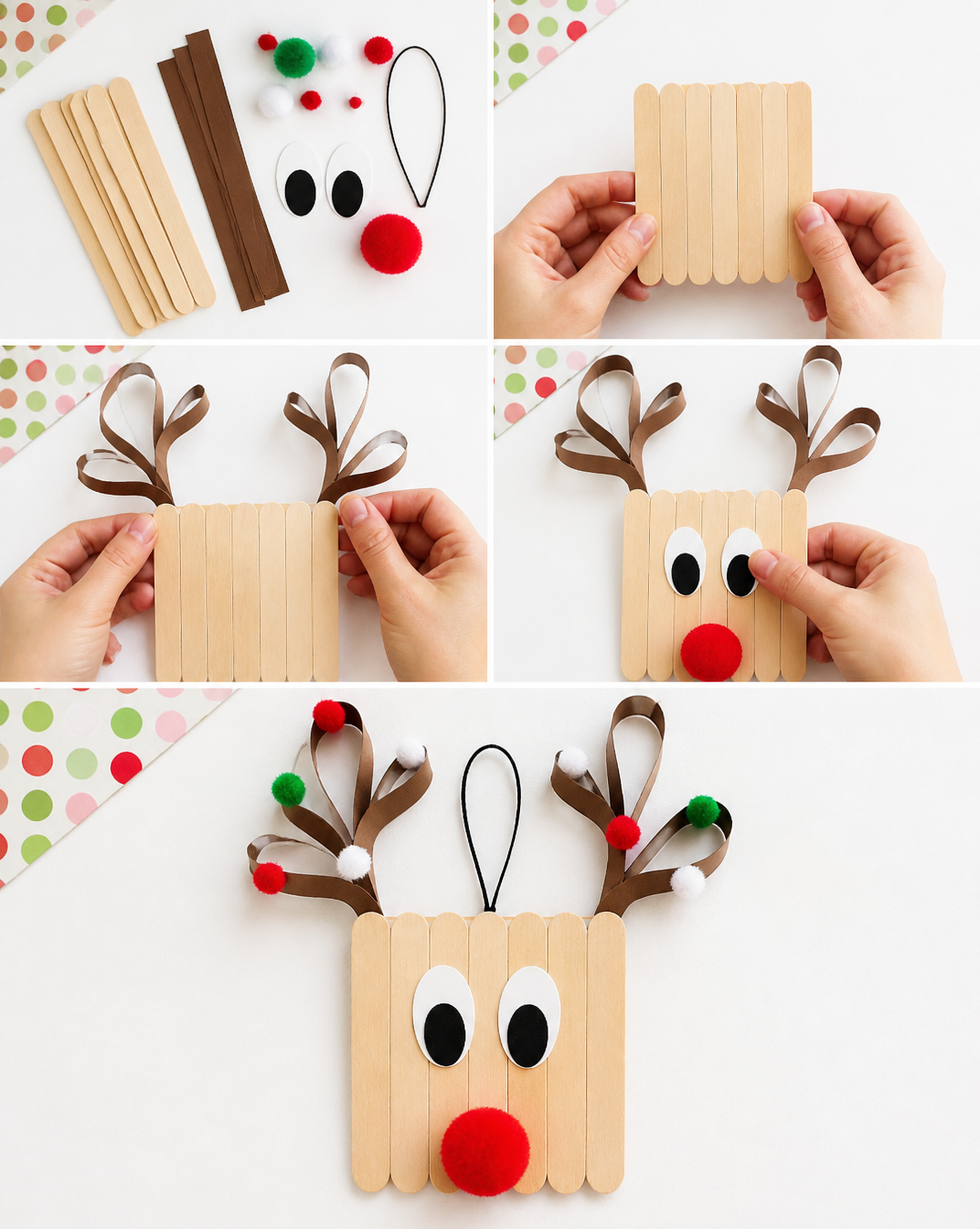 Craft Stick Reindeer Ornament - Arty Crafty Kids