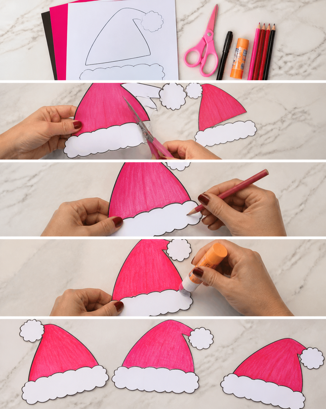 Santa Hat Printable Name Craft - This Tiny Blue House