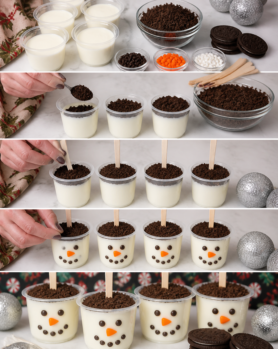 Snowman Pudding Cups - This Tiny Blue House