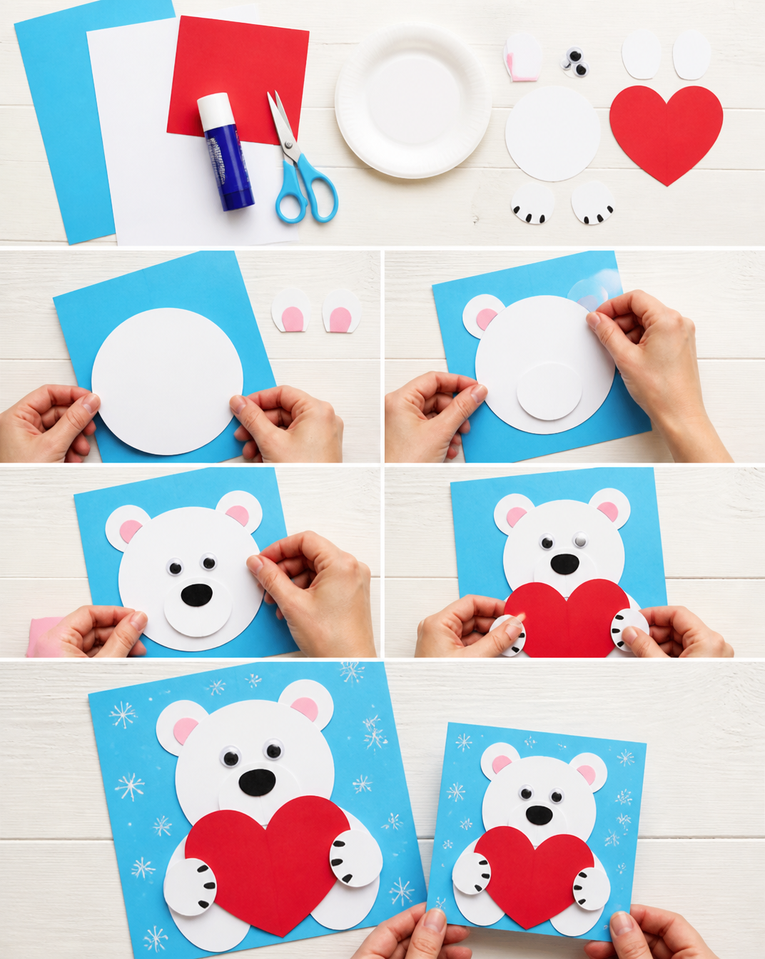 Polar Bear Card with a Pop Up Heart - Arty Crafty Kids