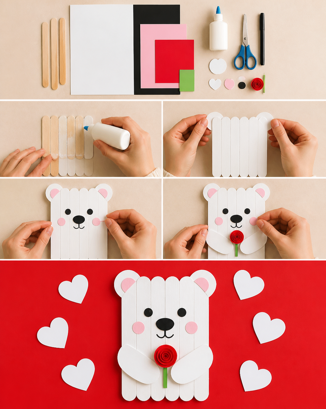 Popsicle Stick Polar Bear - A Fun and Easy Winter Craft - Arty Crafty Kids