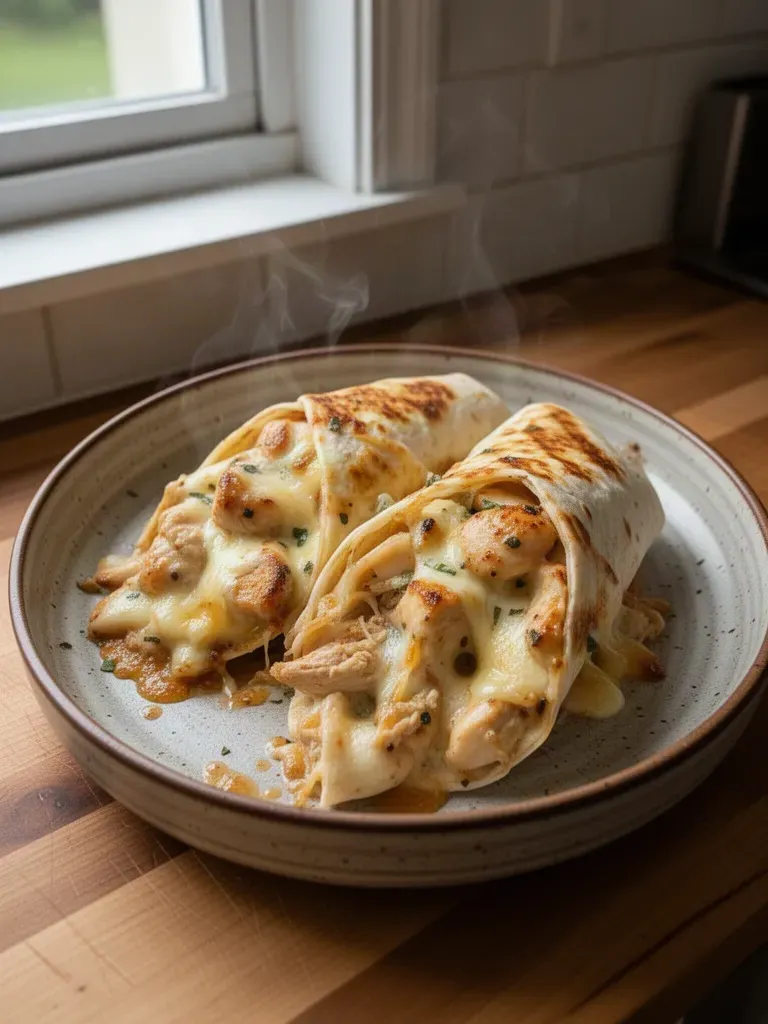 Ooey-Gooey Cheesy Garlic Chicken Wraps – Quick & Delicious Dinner Idea