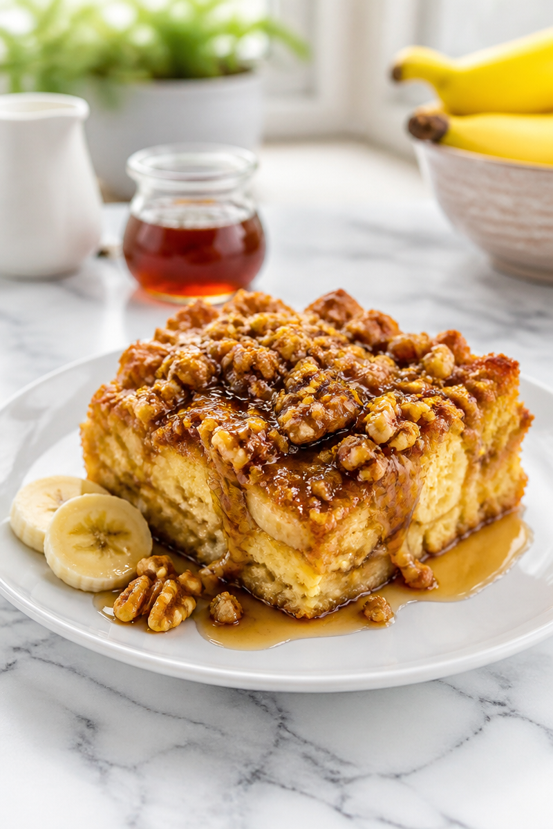 Banana Walnut Baked French Toast