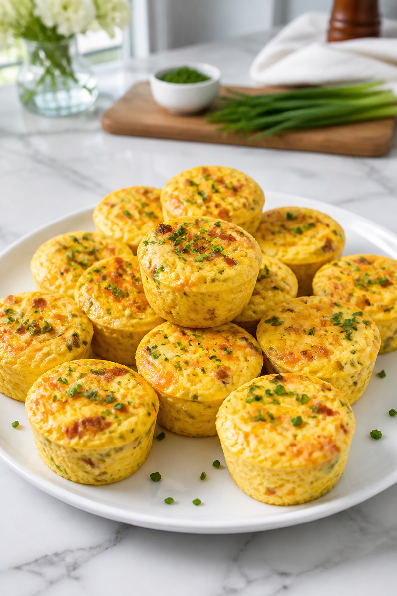 Baked Cheddar Chive Egg Bites