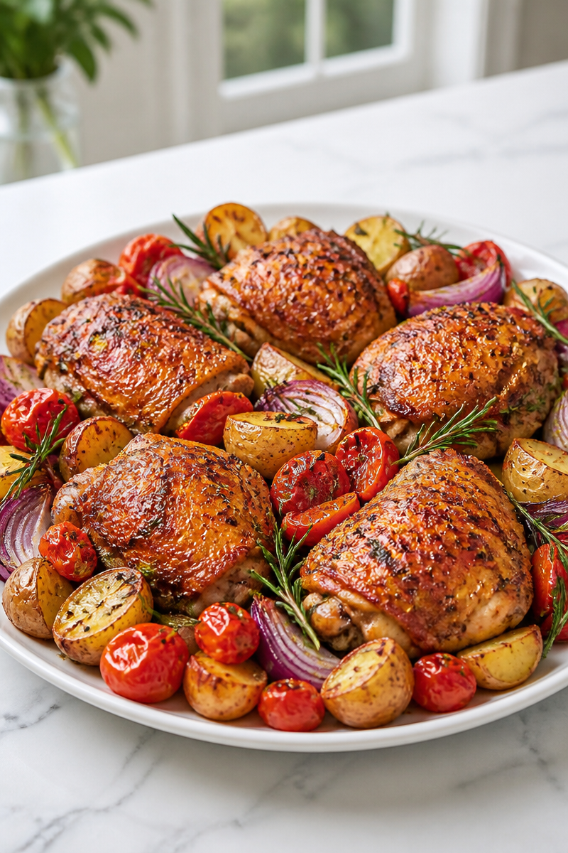 One Pan Balsamic Chicken Thighs