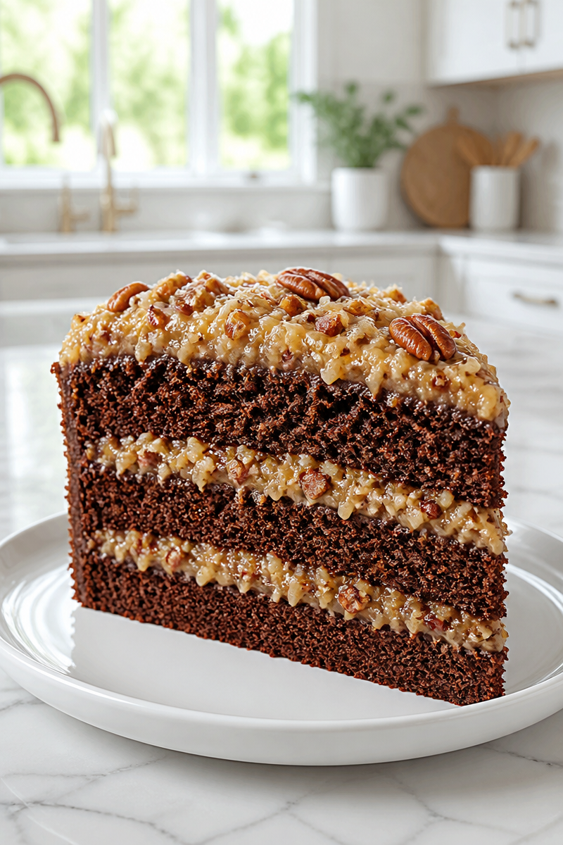 Classic German Chocolate Cake Slice