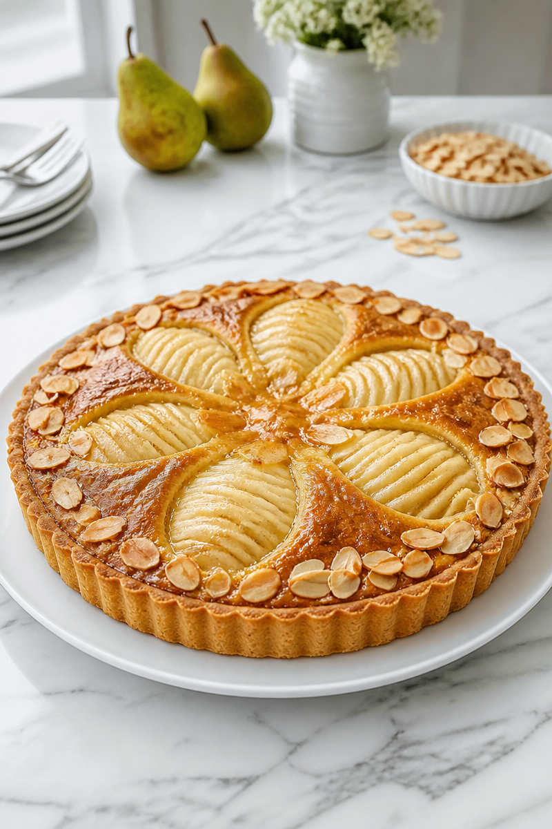 Baked Pear Almond Frangipane Tart
