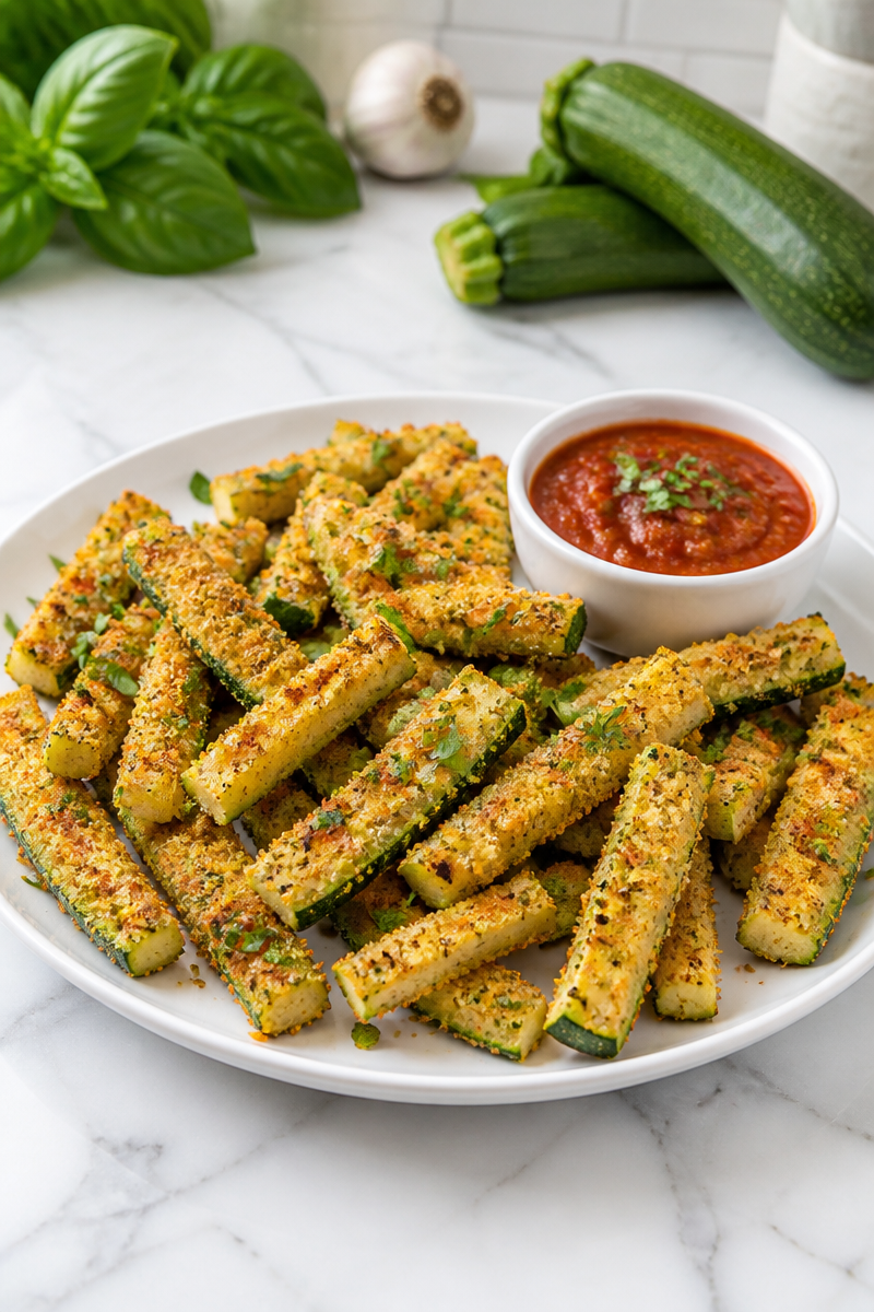 Crispy Baked Zucchini Parmesan Fries